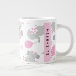 Caneca De Café Grande Padrão De Elefantes, Elefantes Bonitos, Seu Nome