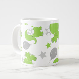 Caneca De Café Grande Padrão De Elefantes Verdes, Elefantes Cutes, Estre