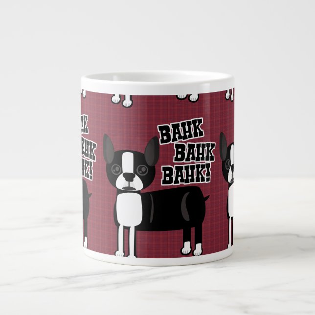 Caneca De Café Grande Padrão de Ênfase de Boston Terrier (Frente)