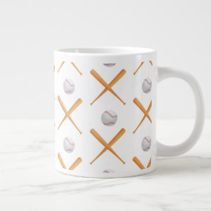 Caneca De Café Grande Padrão de esportes de beisebol em bateria