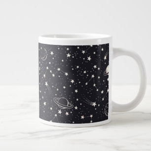 Caneca De Café Grande Padrão de estrelas e planetas