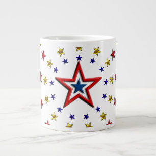 Caneca De Café Grande Padrão de Estrelas Patrióticas