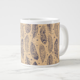 Caneca De Café Grande Padrão de Estrutura de Tópicos da Pena Étnica