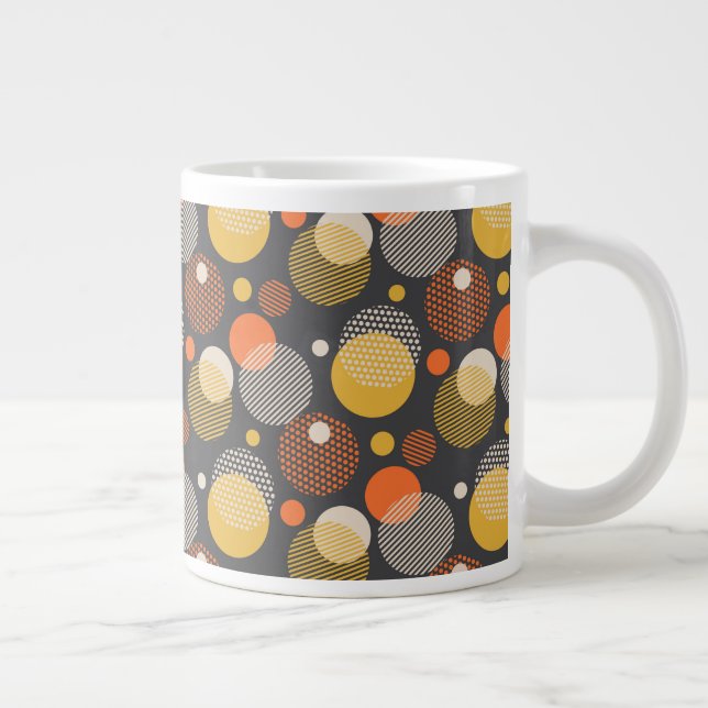 Caneca De Café Grande Padrão de Faixa de Bolinhas (Direita)