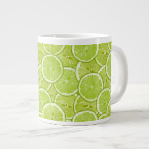 Caneca De Café Grande Padrão De Fatias De Limão Verde