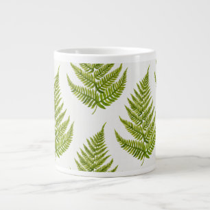 Caneca De Café Grande Padrão de Fern de Aquarela