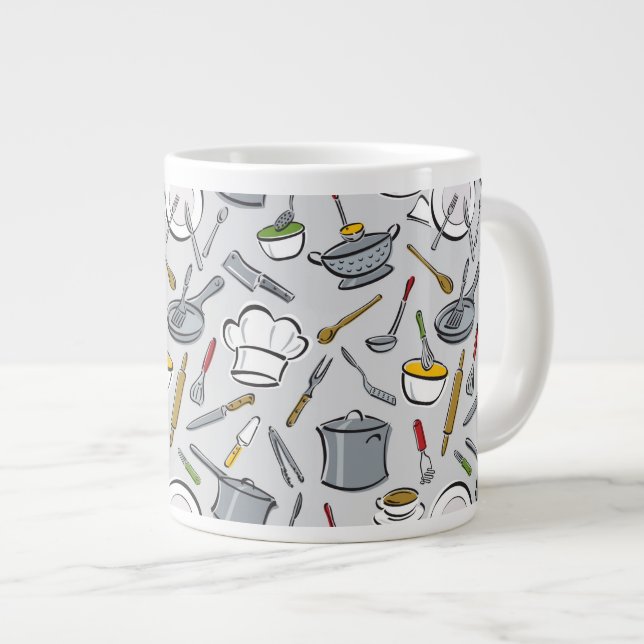 Caneca De Café Grande Padrão de ferramentas de cozinha (Frente Esquerda)