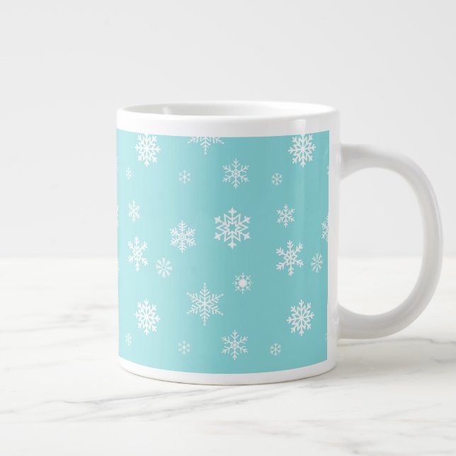 Caneca De Café Grande Padrão de Floco de Neve Bonito (Direita)