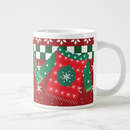 Caneca De Café Grande Padrão de Floco de Neve de Suéter Feio Vermelho Ve