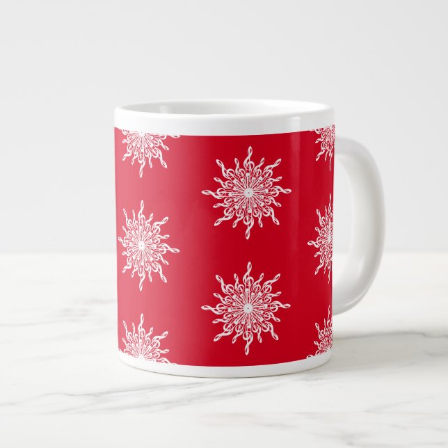 Caneca De Café Grande Padrão de Floco de Neve G-Clef Ornamental Natal (Frente Esquerda)