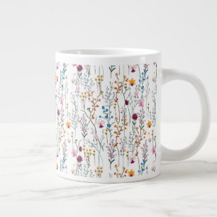 Caneca De Café Grande Padrão de flor selvagem de verão