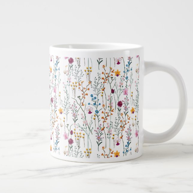 Caneca De Café Grande Padrão de flor selvagem de verão (Direita)