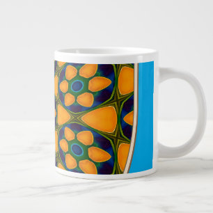 Caneca De Café Grande Padrão de Flores de Abstrato exclusivo