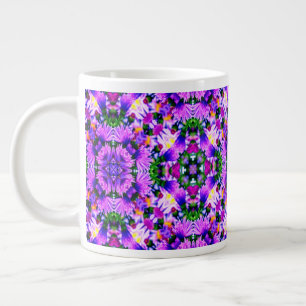 Caneca De Café Grande Padrão de flores de erva perfumante.