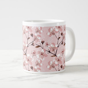 Caneca De Café Grande Padrão de Flores de Flor de Cereja