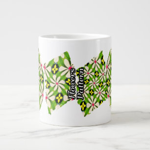 Caneca De Café Grande Padrão de Flores Estéticas