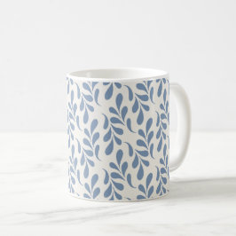 Caneca De Café Grande padrão de folha botânica azul costeira