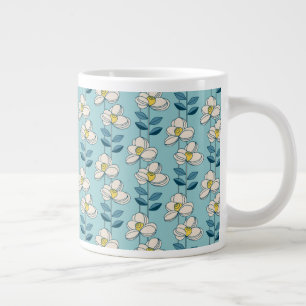 Caneca De Café Grande Padrão de Folha Floral Moderna do Médio Século