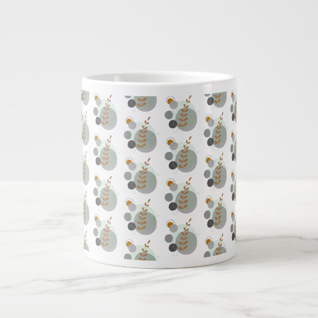 Caneca De Café Grande Padrão de Folha Retro (Frente)