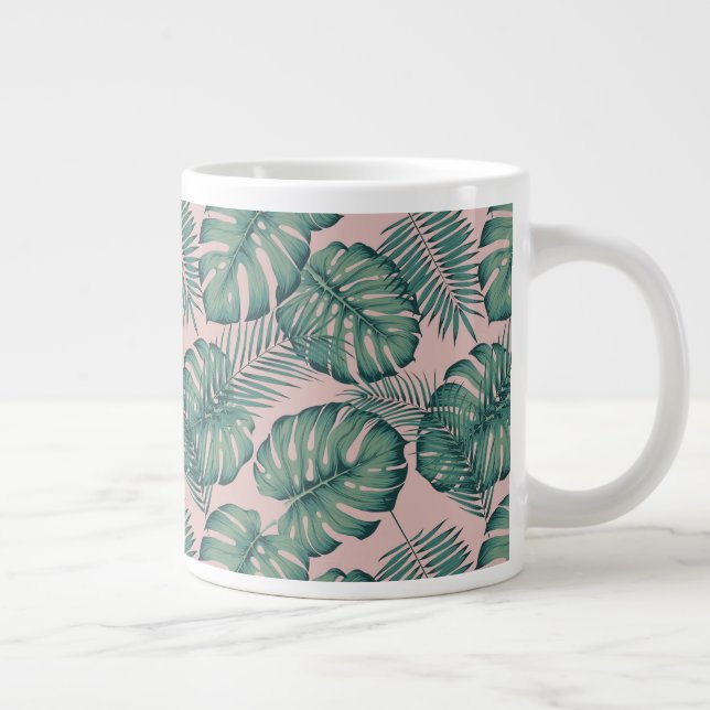 Caneca De Café Grande Padrão de Folha Tropical (Direita)