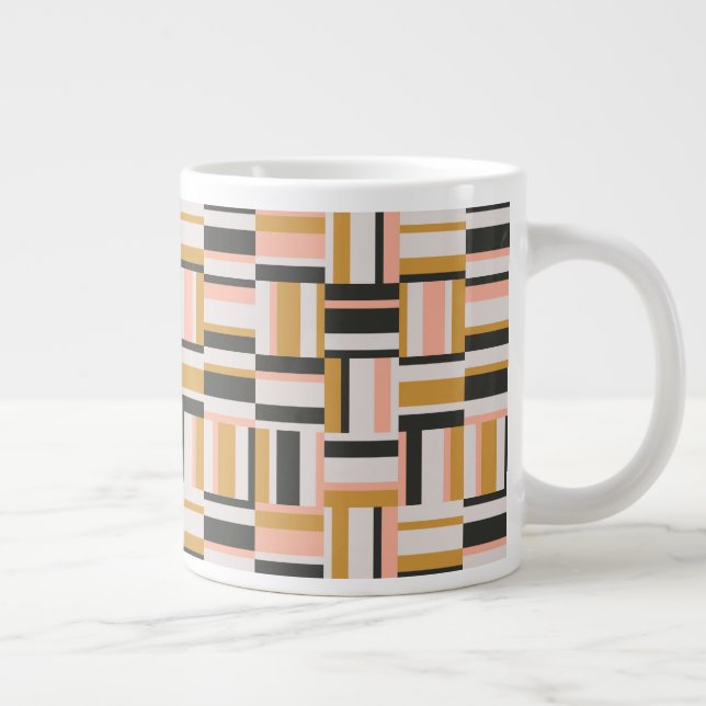 Caneca De Café Grande Padrão de Forma Geométrica (Direita)