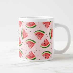 Caneca De Café Grande Padrão de Fruta de melancia de aquarela