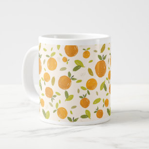 Caneca De Café Grande Padrão de Fruta de Pêssego de Corte