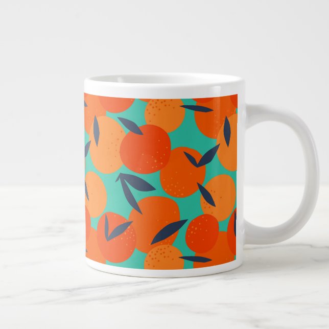 Caneca De Café Grande Padrão de Fruta laranja abstrato (Direita)