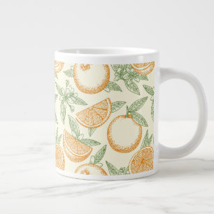 Caneca De Café Grande Padrão de Fruta Laranja Clássica