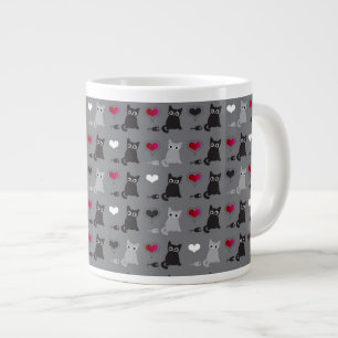 Caneca De Café Grande padrão de gatinhos e ratos