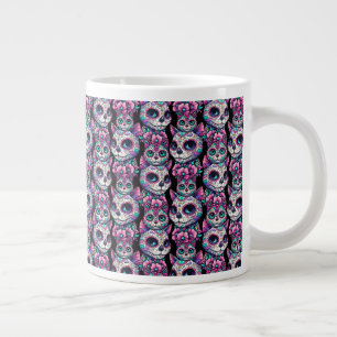 Caneca De Café Grande Padrão de Gato do Crânio do Açúcar