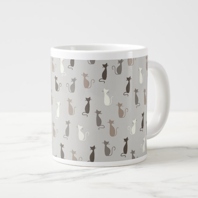 Caneca De Café Grande Padrão de gatos (Frente Esquerda)