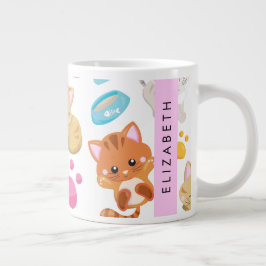Caneca De Café Grande Padrão De Gatos, Gatos Frescos, Gatinho, Patas, Se