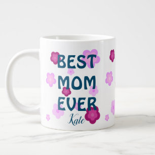 Caneca De Café Grande Padrão de gradação floral de flor rosa-branca