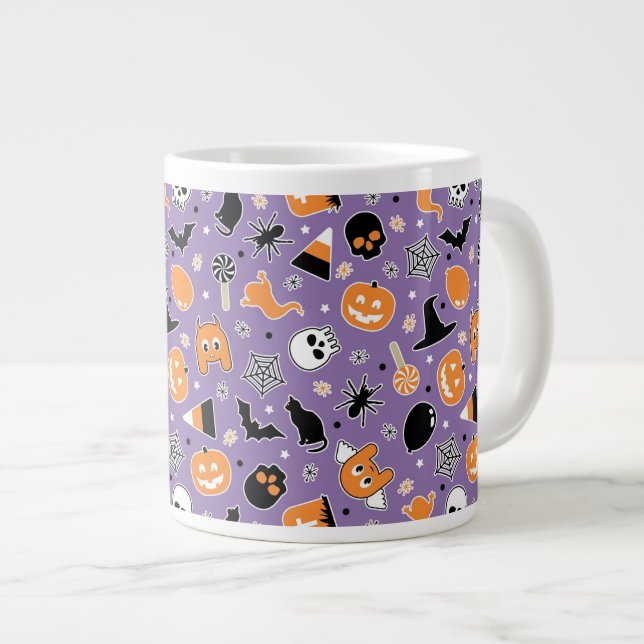 Caneca De Café Grande Padrão de Halloween (Frente Esquerda)