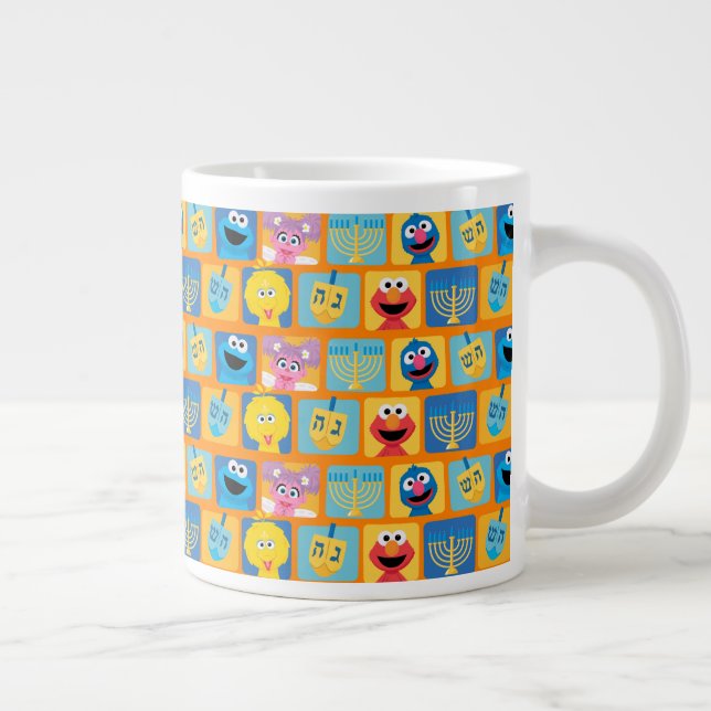 Caneca De Café Grande Padrão de Hanukkah da Rua Sésame (Direita)