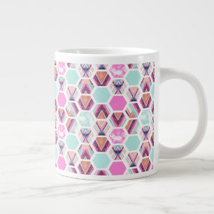 Caneca De Café Grande Padrão de Hexágono da Aquarela