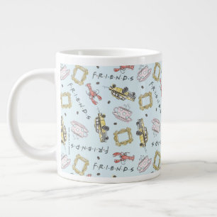 Caneca De Café Grande Padrão de Ícones de Aquarela FRIENDS™