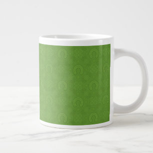 Caneca De Café Grande Padrão de Ícones Verdes Sortudos
