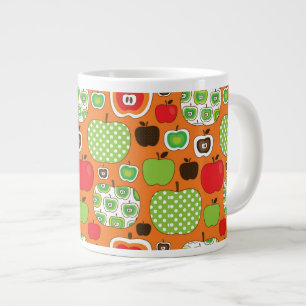 Caneca De Café Grande Padrão de ilustração da maçã em forma de cuta