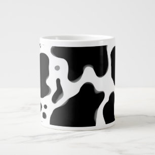 Caneca De Café Grande Padrão de Impressão de Vaca Preto e Branco Anima