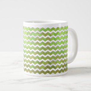 Caneca De Café Grande Padrão de Kiwi Bash Green Chevron