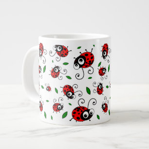 Caneca De Café Grande Padrão de ladybug