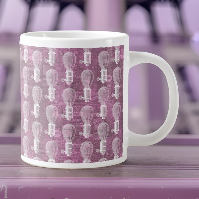 Caneca De Café Grande Padrão de lâmpada-levedeira-cola-rosa-poeirinha (Criador carregado)