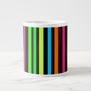 Caneca De Café Grande Padrão de Listras Neon