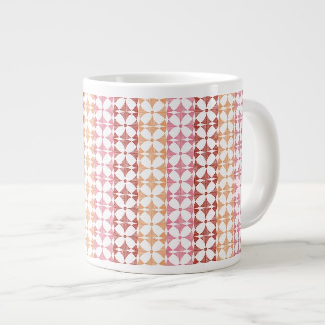 Caneca De Café Grande Padrão de listras vermelhas geométricas (Frente Esquerda)