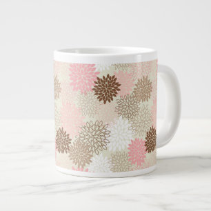 Caneca De Café Grande Padrão De Mãe Rosa E Castanho