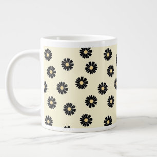 Caneca De Café Grande Padrão de margarida negra