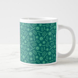 Caneca De Café Grande Padrão de Micróbios Verdes