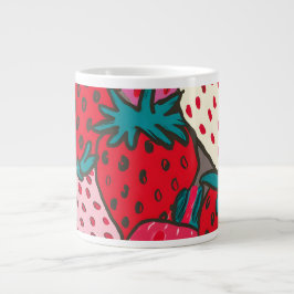 Caneca De Café Grande Padrão de Morango